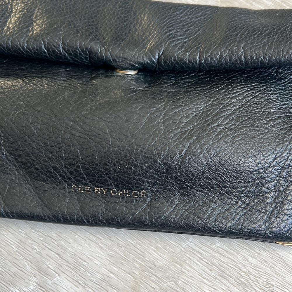 See by Chloe black pebbled leather fold over cross body purse - Picture 3 of 10